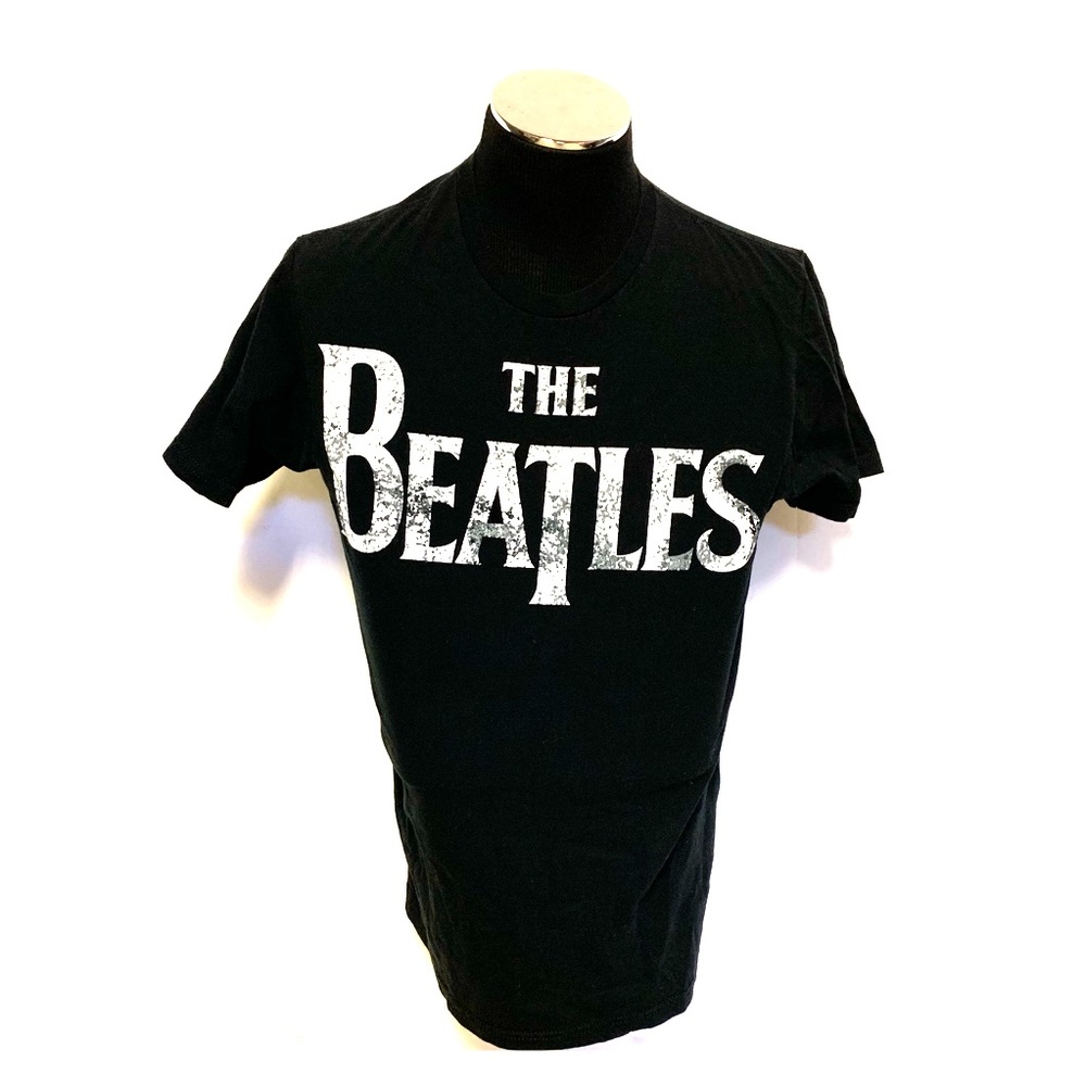 THE BEATLES Distressed Faded T-Shirt Black Size L